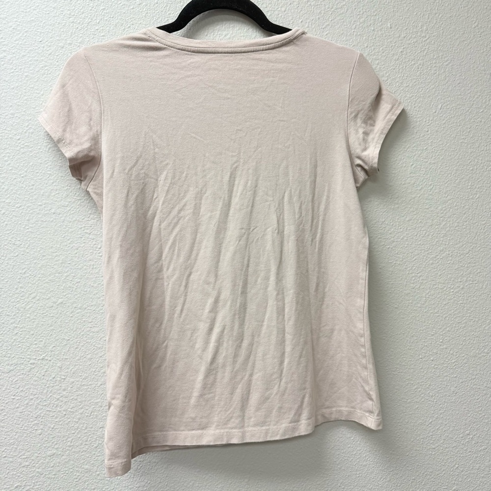 Tahari Tan Pima Cotton Modal Tee Medium Soft Stretch Essential Top - Picture 4 of 6